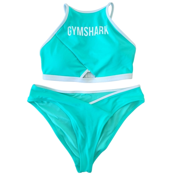 GYMSHARK 2 Piece Swimsuit S Mint Green Beach‎ Vacation Coastal Resortwear Summer - Picture 1 of 6